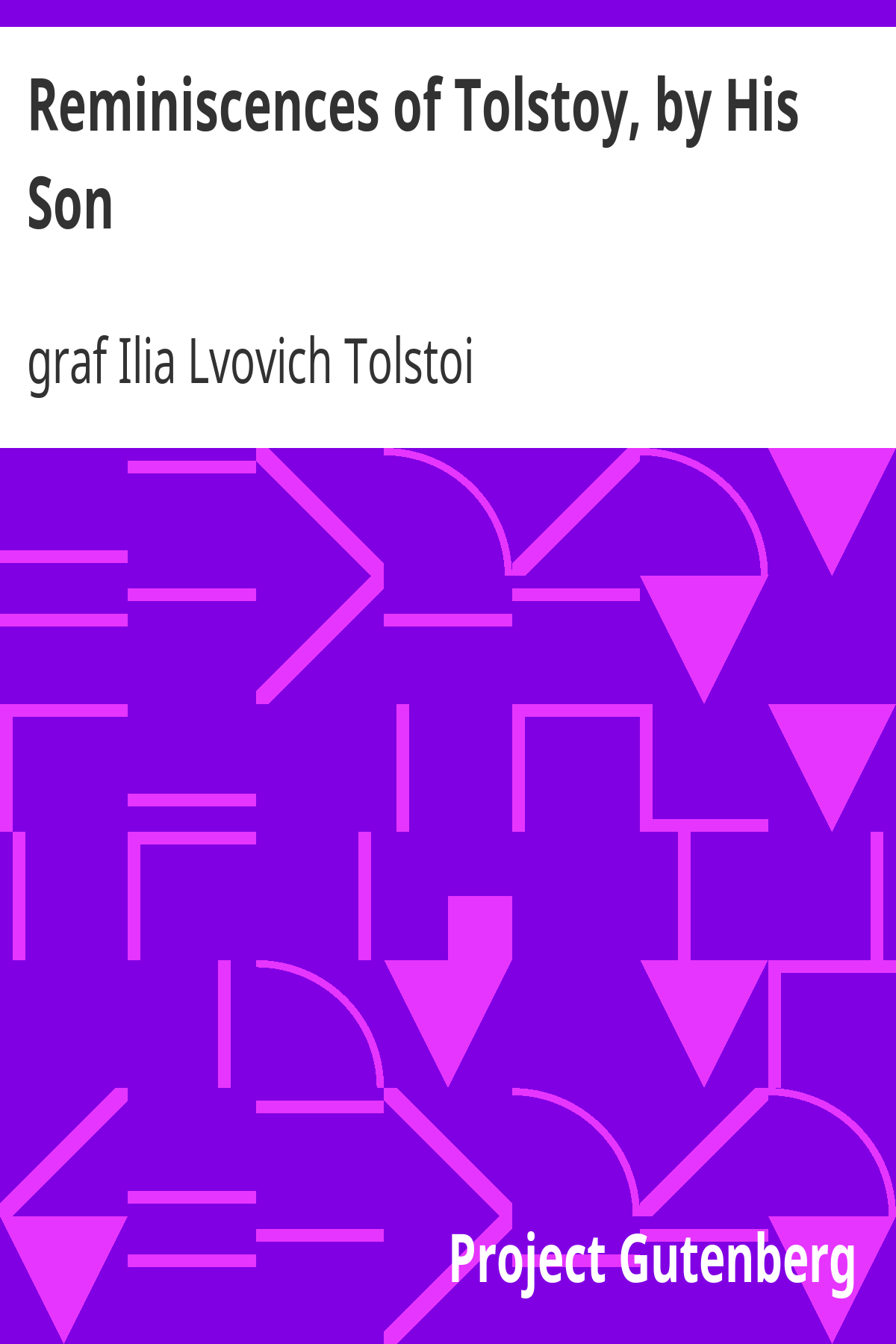 Book cover for Reminiscences of Tolstoy, by His Son