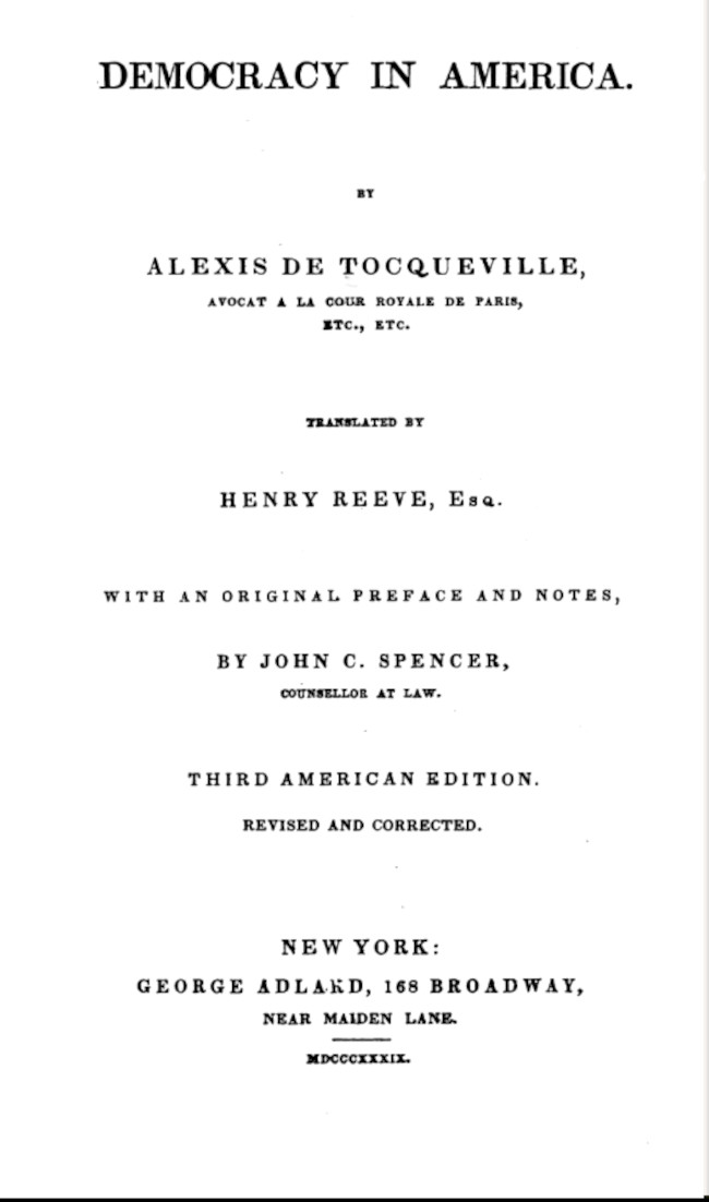 Book cover for Democracy in America — Volume 1